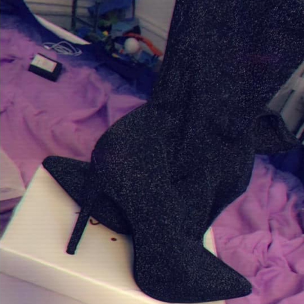 Black LUREX ankle booties